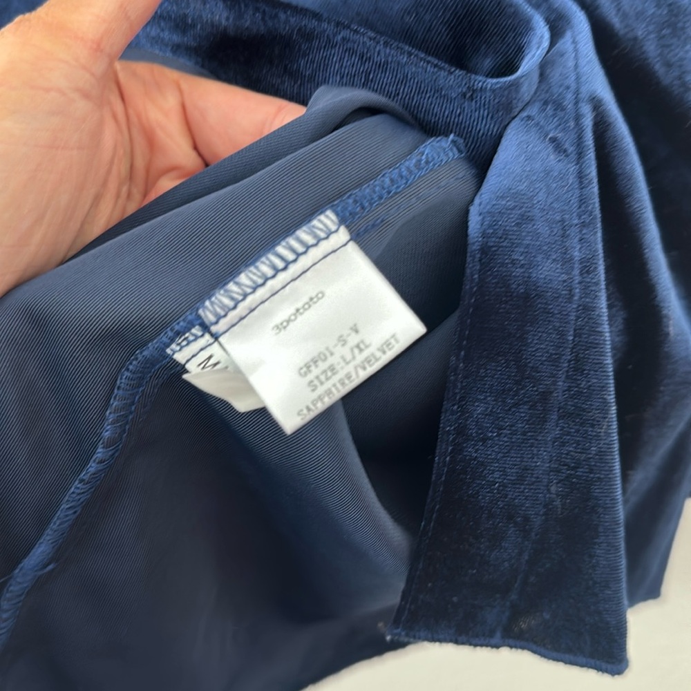 3 Potato Velvet Button Up Tunic Top Blouse Sapphire Blue NWT Large/Extra Large - Picture 7 of 11